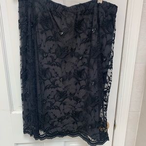 Lace and bead embroidered skirt